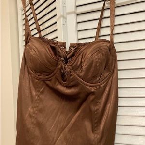 Bustier blouse crop top silk brown